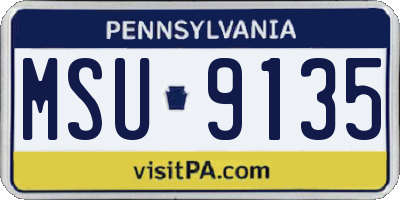 PA license plate MSU9135