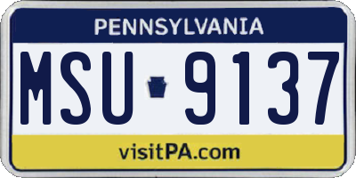PA license plate MSU9137