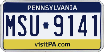 PA license plate MSU9141