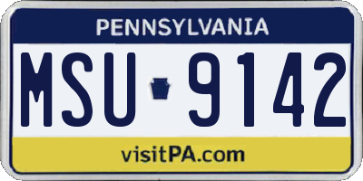 PA license plate MSU9142