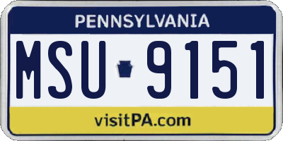 PA license plate MSU9151