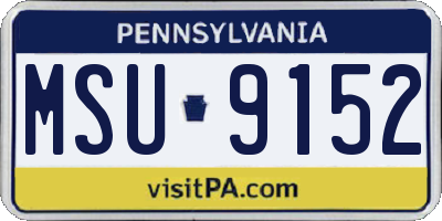 PA license plate MSU9152