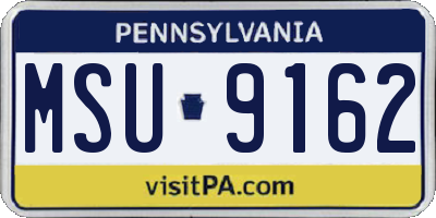 PA license plate MSU9162