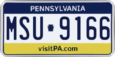 PA license plate MSU9166