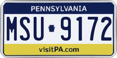 PA license plate MSU9172