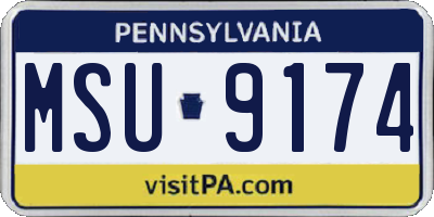 PA license plate MSU9174