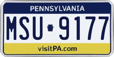 PA license plate MSU9177