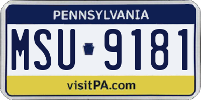 PA license plate MSU9181