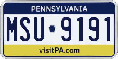 PA license plate MSU9191