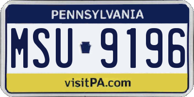 PA license plate MSU9196