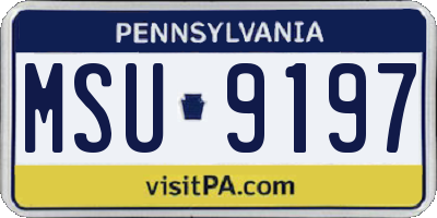 PA license plate MSU9197