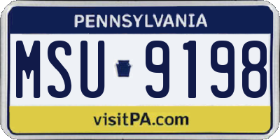 PA license plate MSU9198