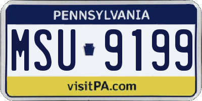 PA license plate MSU9199