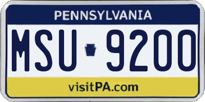 PA license plate MSU9200