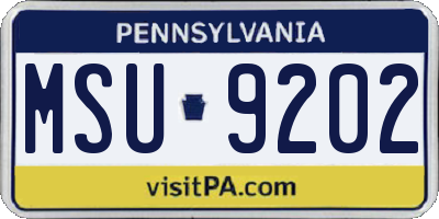 PA license plate MSU9202