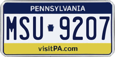 PA license plate MSU9207