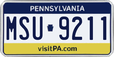 PA license plate MSU9211
