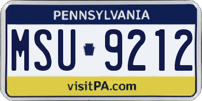 PA license plate MSU9212