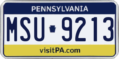 PA license plate MSU9213