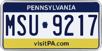 PA license plate MSU9217