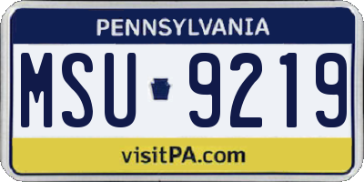 PA license plate MSU9219