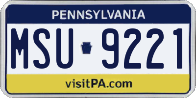 PA license plate MSU9221
