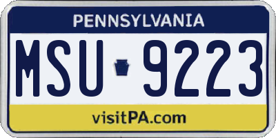 PA license plate MSU9223