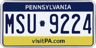 PA license plate MSU9224
