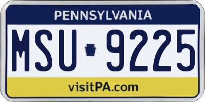 PA license plate MSU9225