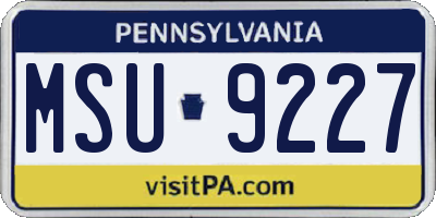 PA license plate MSU9227