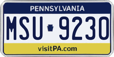 PA license plate MSU9230