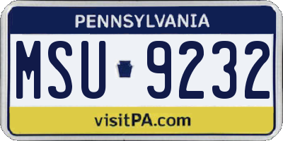 PA license plate MSU9232