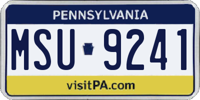 PA license plate MSU9241