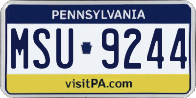 PA license plate MSU9244