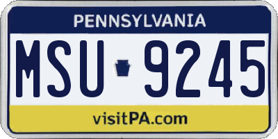 PA license plate MSU9245