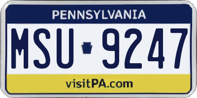 PA license plate MSU9247