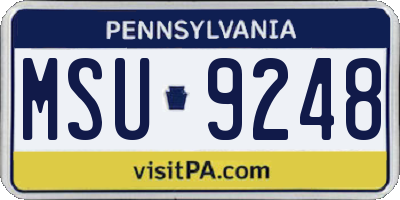 PA license plate MSU9248