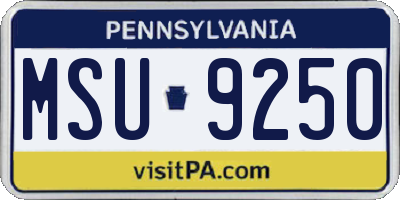PA license plate MSU9250