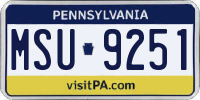 PA license plate MSU9251