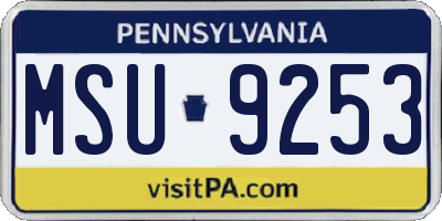 PA license plate MSU9253
