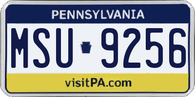 PA license plate MSU9256