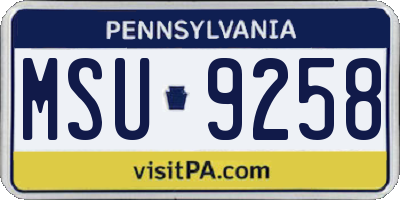 PA license plate MSU9258