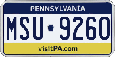 PA license plate MSU9260