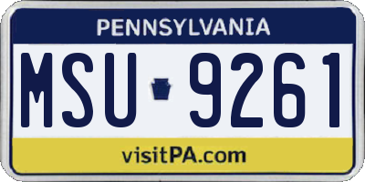 PA license plate MSU9261