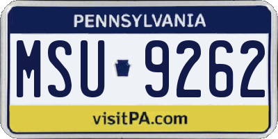 PA license plate MSU9262