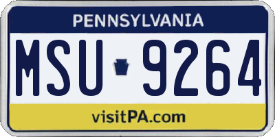 PA license plate MSU9264
