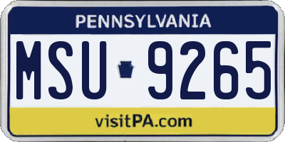 PA license plate MSU9265