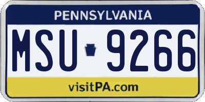 PA license plate MSU9266