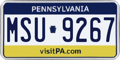 PA license plate MSU9267
