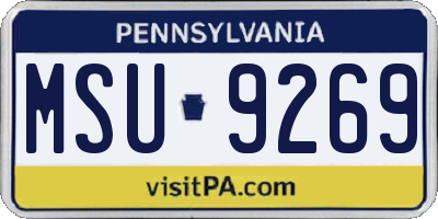 PA license plate MSU9269